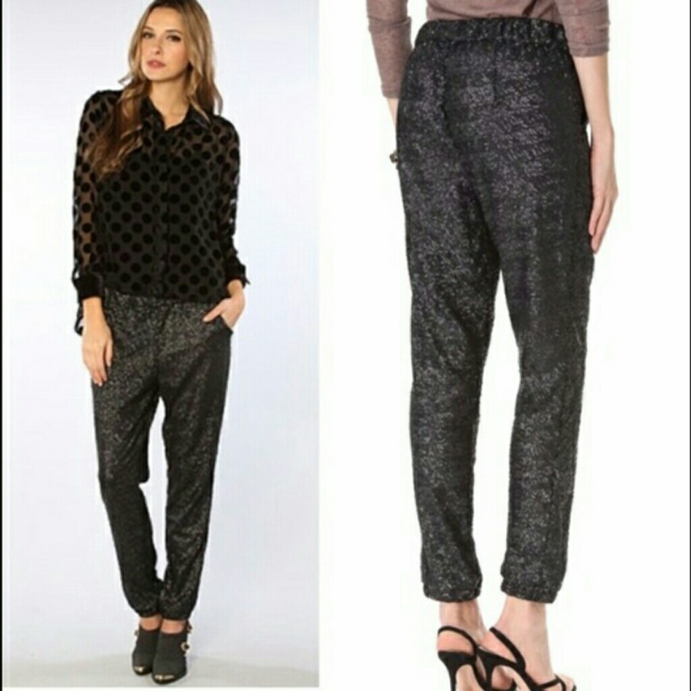 NWT Free People Matte black sequin joggers